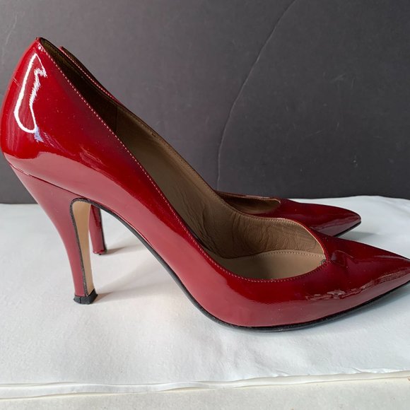 THE SELLER VERO CUOIO RED PATENT SHOES HEELS 3.5" SIZE EU 38/7.5 MADE IN ITALY - Picture 5 of 11